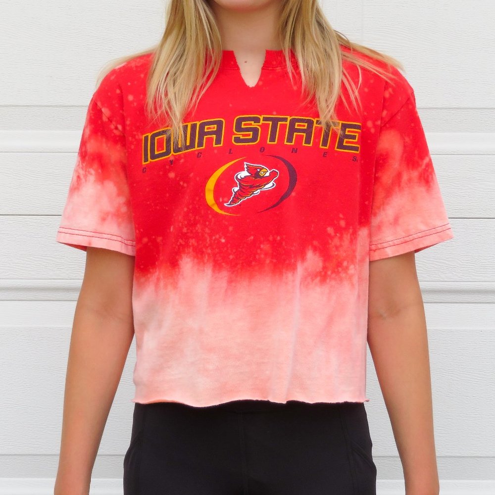 Iowa State Cyclones Bleach Ombre Crop Top sz S
